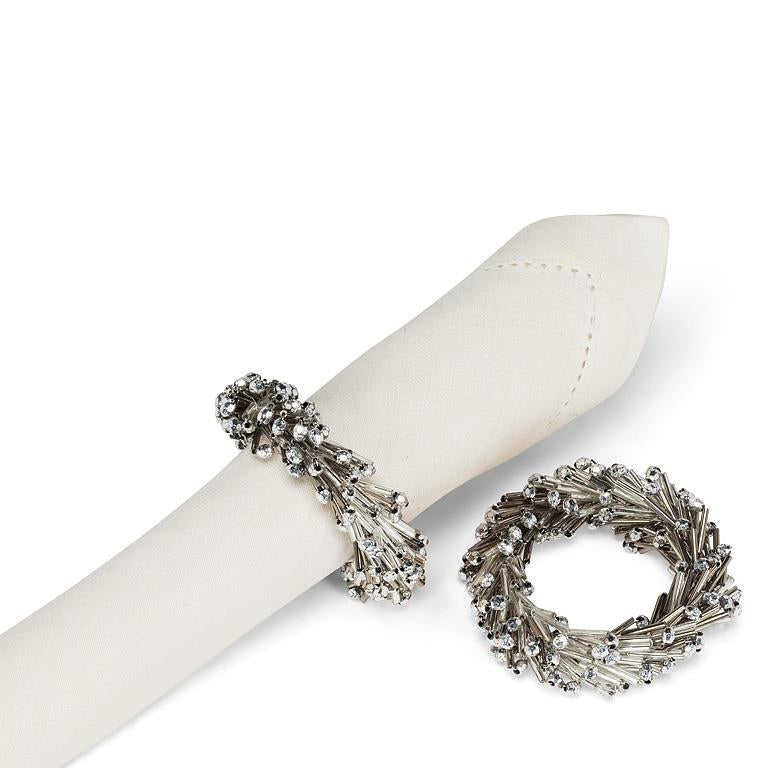 Abbott - Beaded Napkin Ring-Silver-3"D