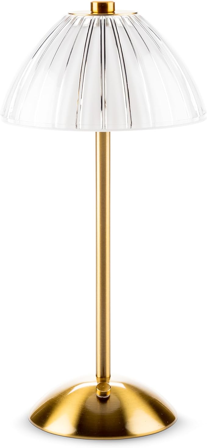 Fancy Shade LED Table Light-Gold/Wht-12"H