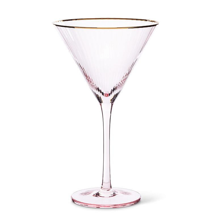 Abbott - Optic Martini w/Gold Rim-Pnk-7.5"H(10oz)