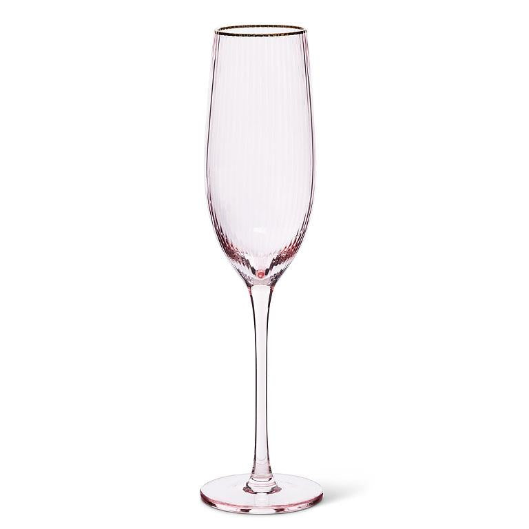 Abbott - Optic Flute w/Gold Rim-Pnk-10"H(9oz)