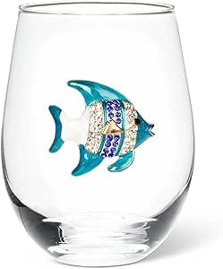 Abbott - Stemless Wine Glass w/Jewel Fish-4.5"H(16oz)