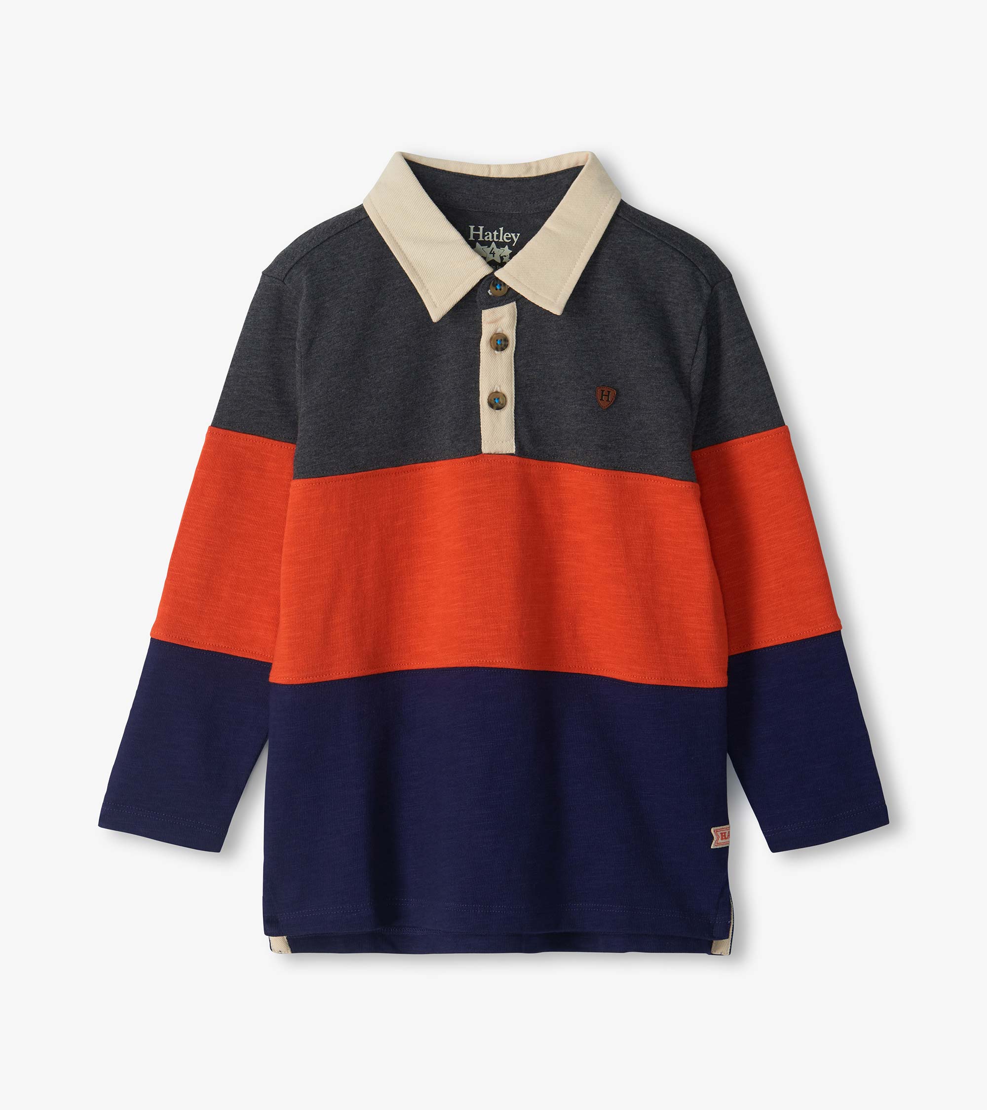 HATLEY - BOYS BLUE COLOURBLOCK POLO TOP