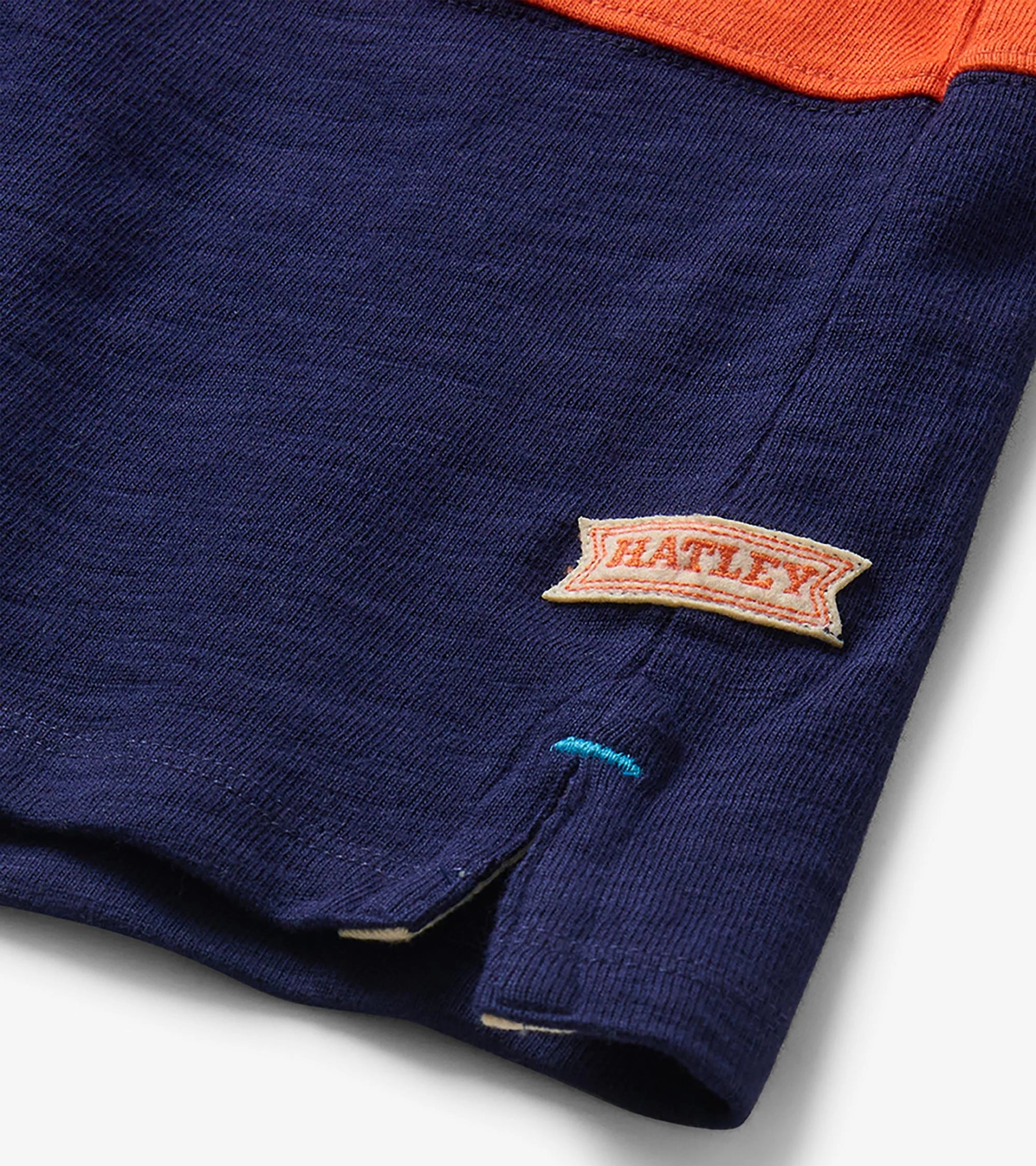 HATLEY - BOYS BLUE COLOURBLOCK POLO TOP