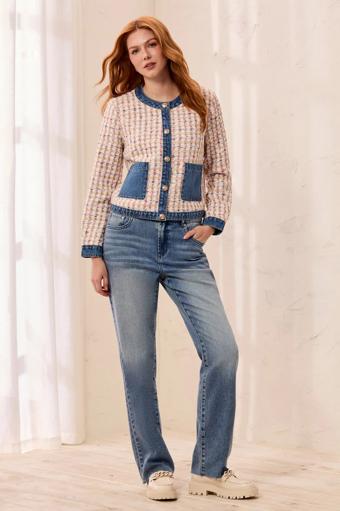TRIBAL - MIX MEDIA TWEED/DENIM JACKET