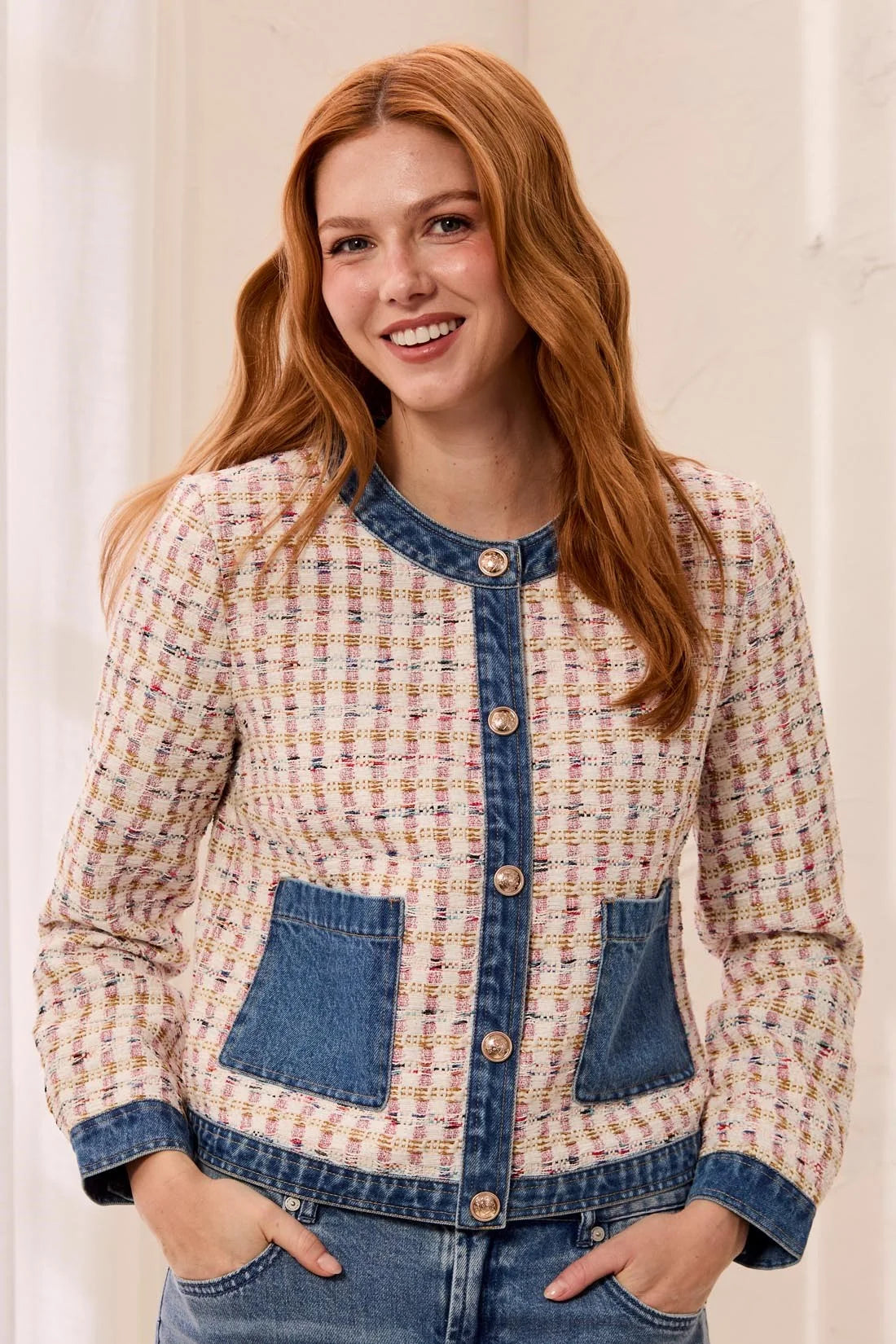 TRIBAL - MIX MEDIA TWEED/DENIM JACKET
