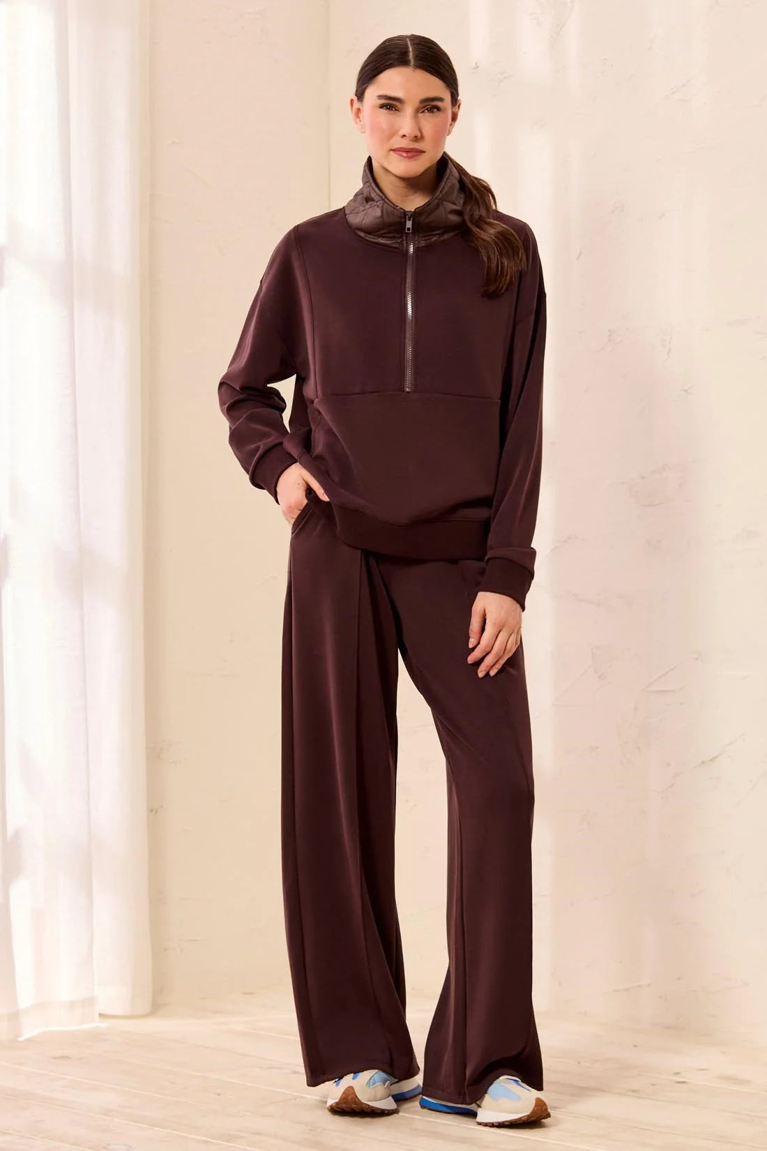 TRIBAL - MIXED MEDIA POPOVER W/PU QUILTED COLLAR