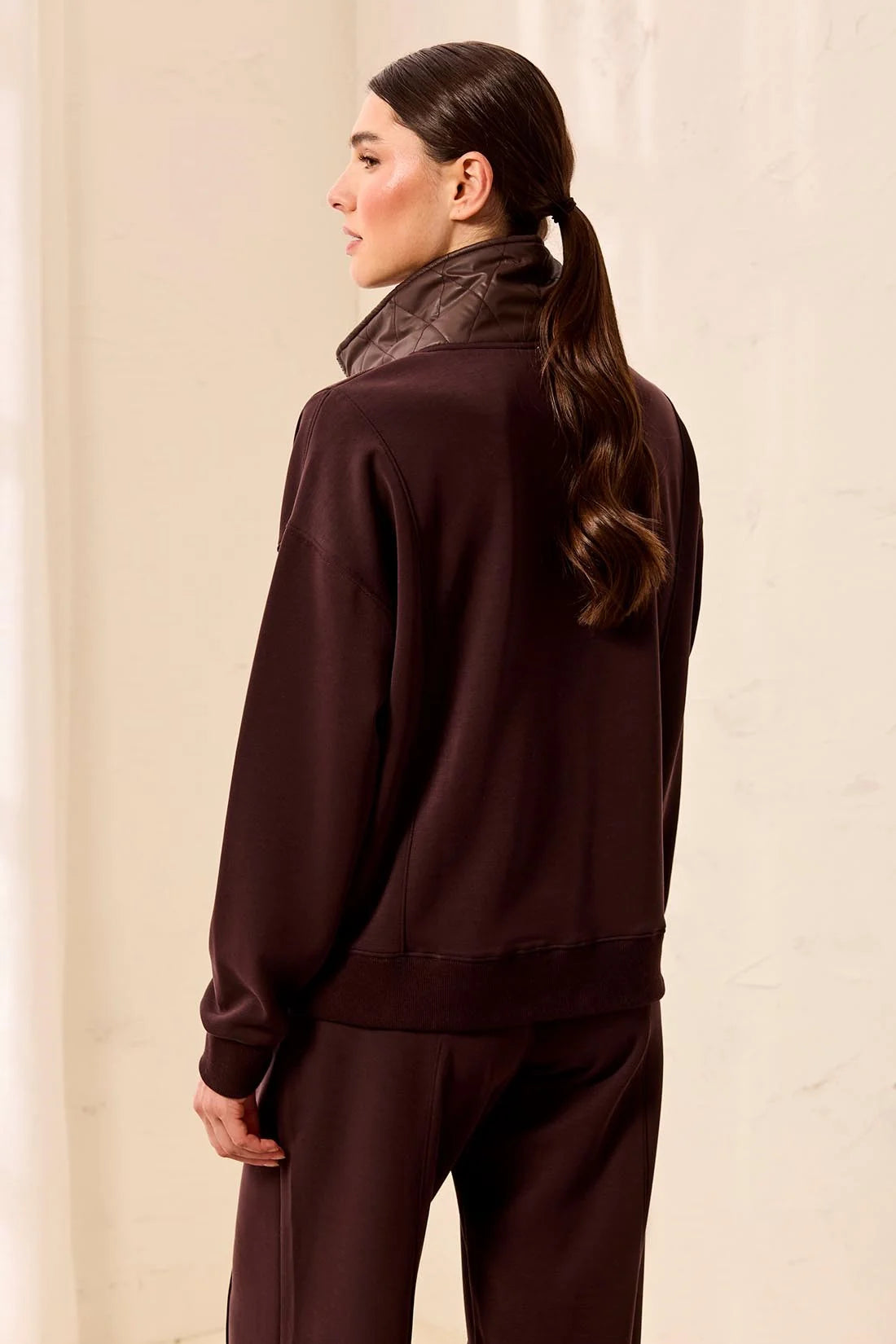 TRIBAL - MIXED MEDIA POPOVER W/PU QUILTED COLLAR