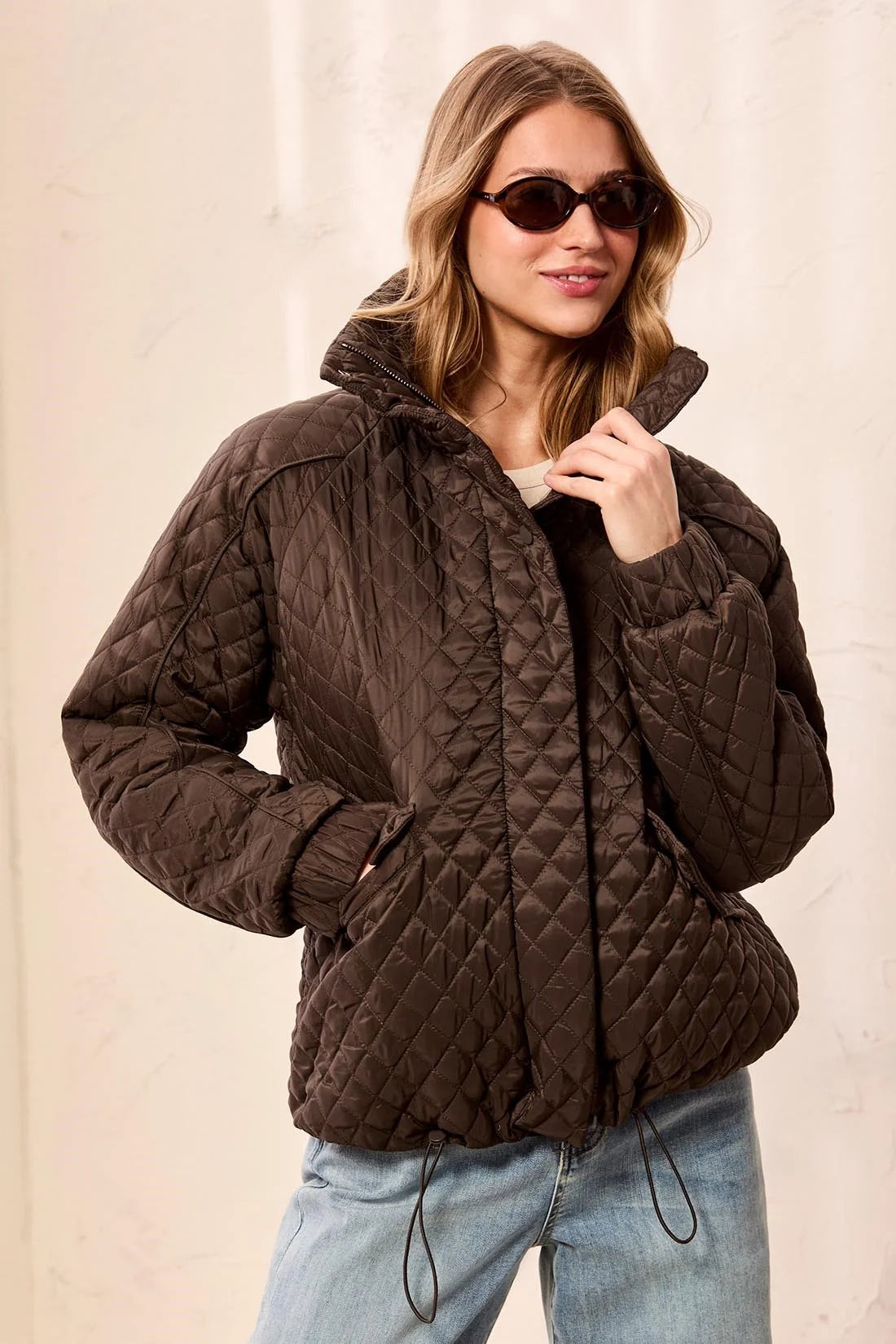 TRIBAL - L/S ZIP FRONT PUFFER COAT
