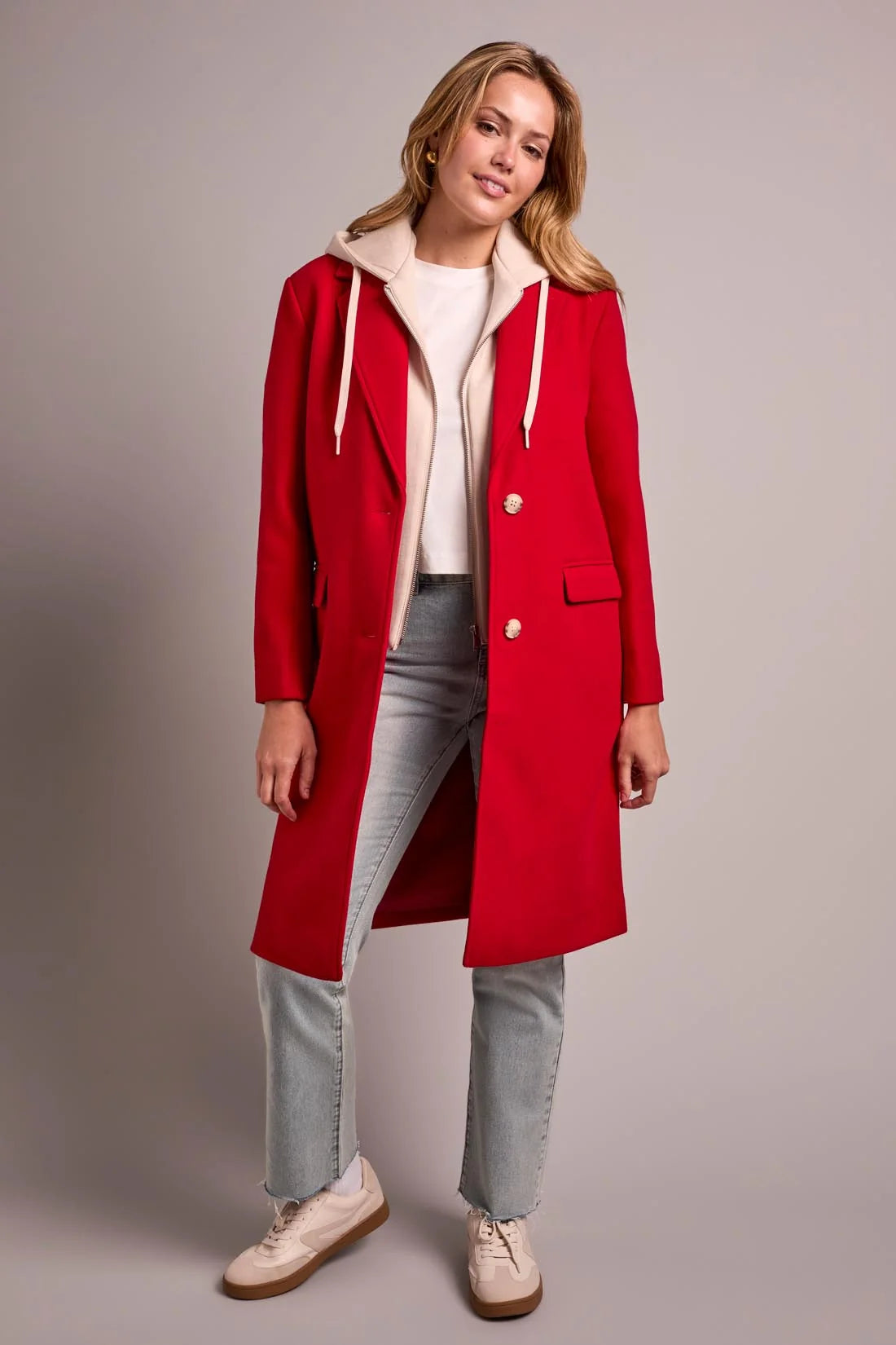 TRIBAL - WOMEN'S CAR COAT WITH FOOLER HOODIE