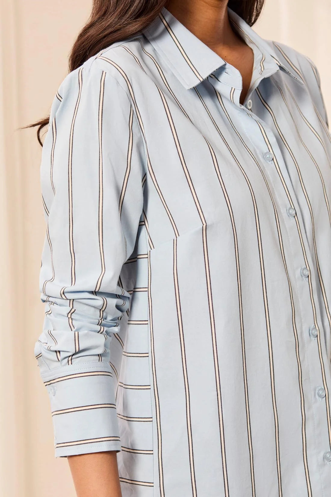 TRIBAL - LLONG SLEEVE BYTTON SHIRT WITH SIDE PANELS