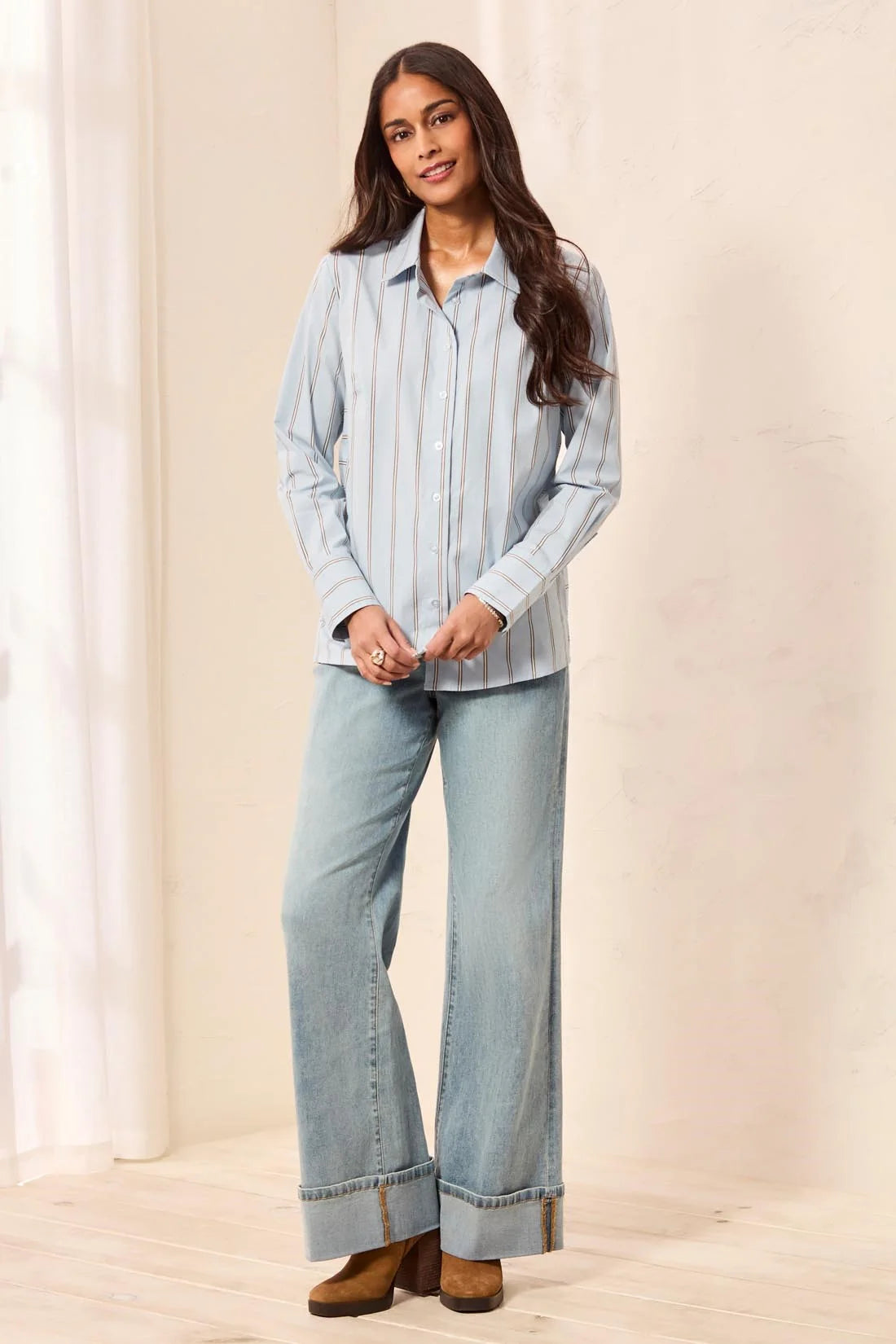 TRIBAL - LLONG SLEEVE BYTTON SHIRT WITH SIDE PANELS
