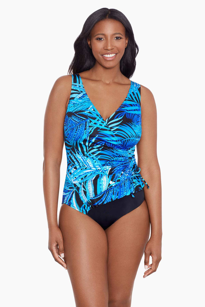 LONGITUDE- Ruffle Surplice Long Torso One Piece Swimsuit