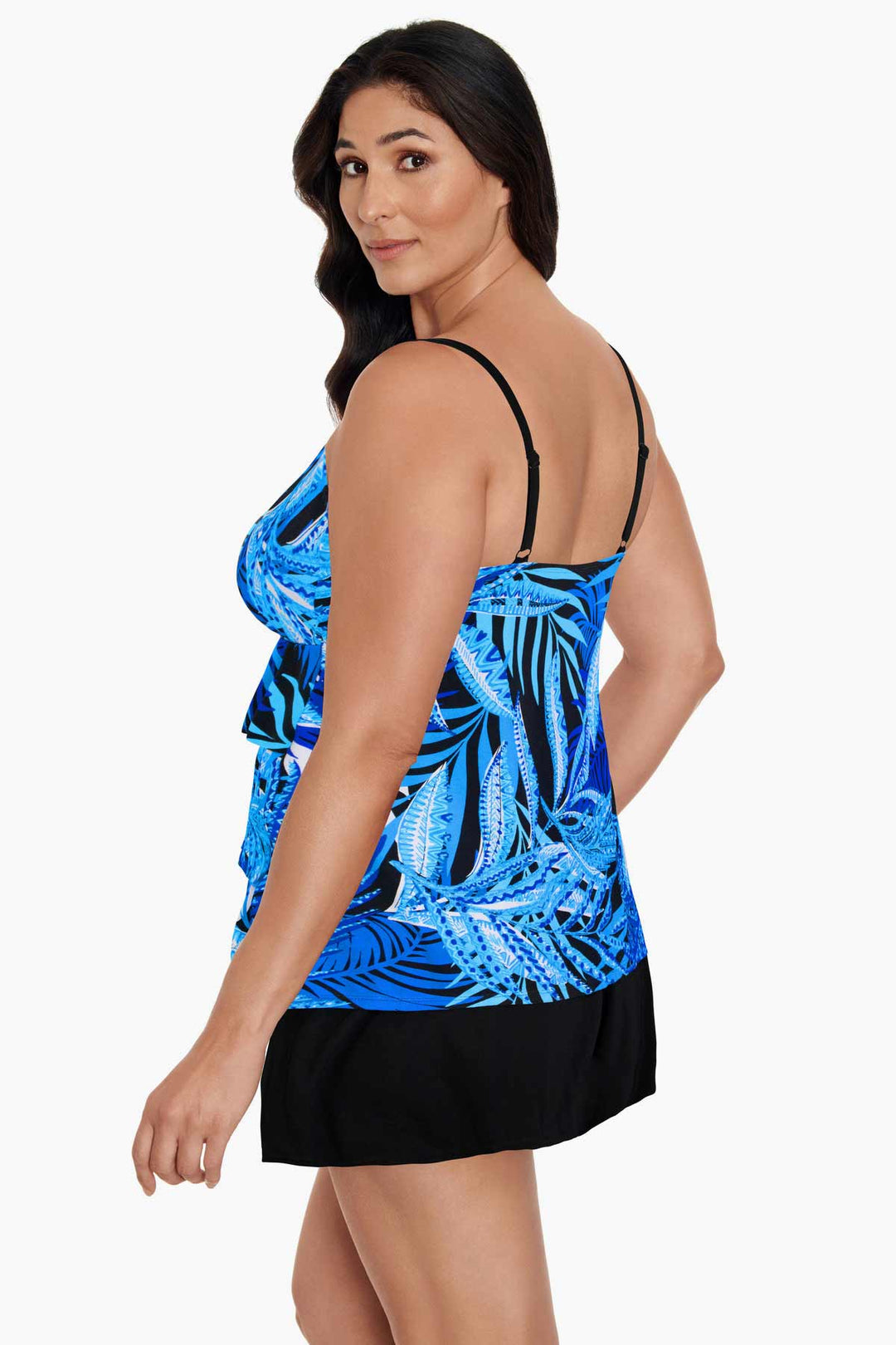 LONGITUDE- Ruffle Faux Skirtini W/ Pockets Long Torso One Piece Swimsuit