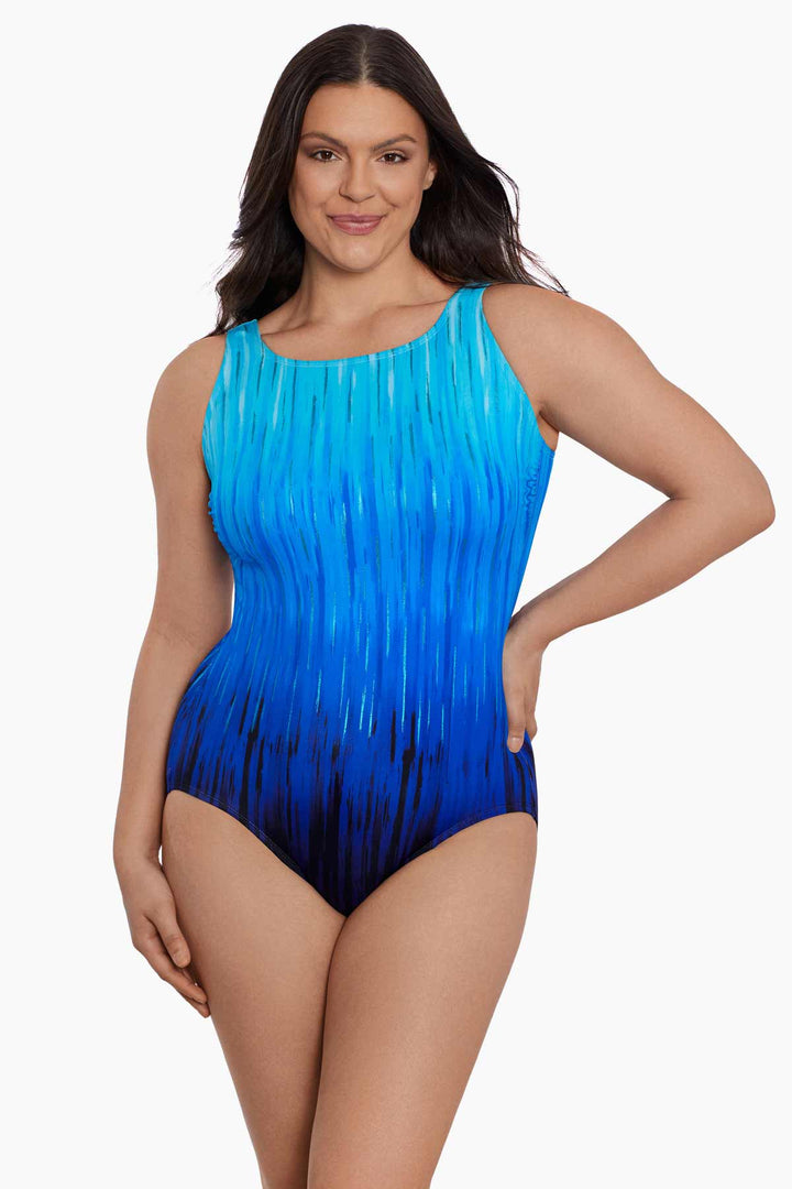 LONGITUDE- Scoopback High Neck Tank Long Torso One Piece Swimsuit