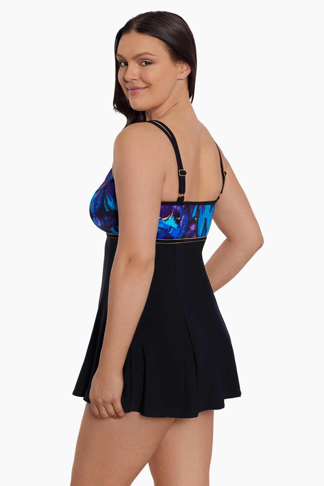 LONGITUDE- Empire Princess Seam Long Torso Swim Dress
