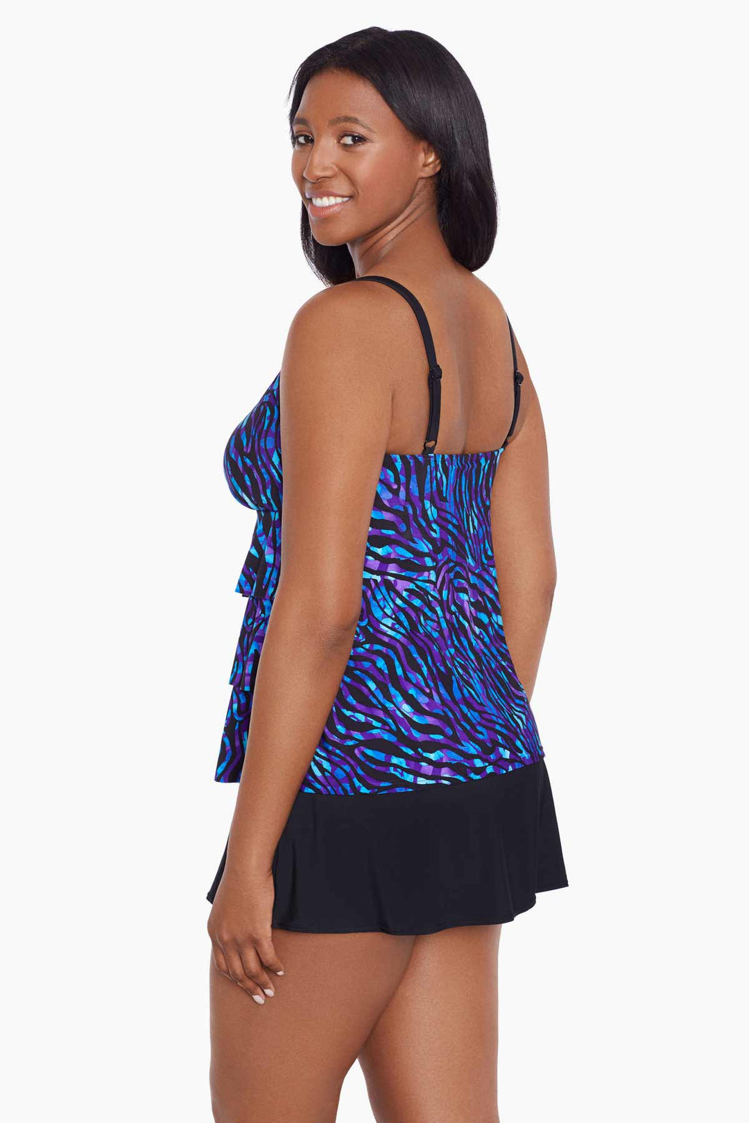 LONGITUDE- Ruffle Faux Skirtini W/ Pockets Long Torso One Piece Swimsuit