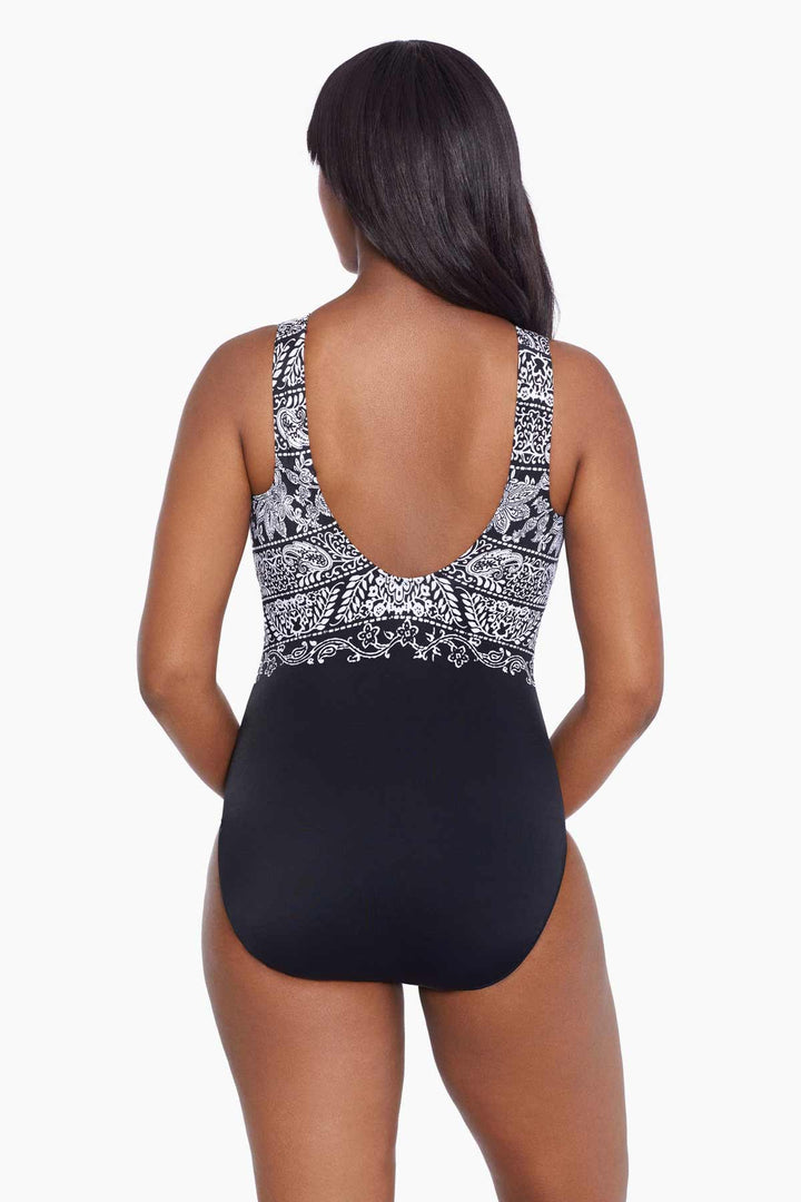 LONGITUDE- Scoopback Highneck Tank Long Torso One Piece Swimsuit