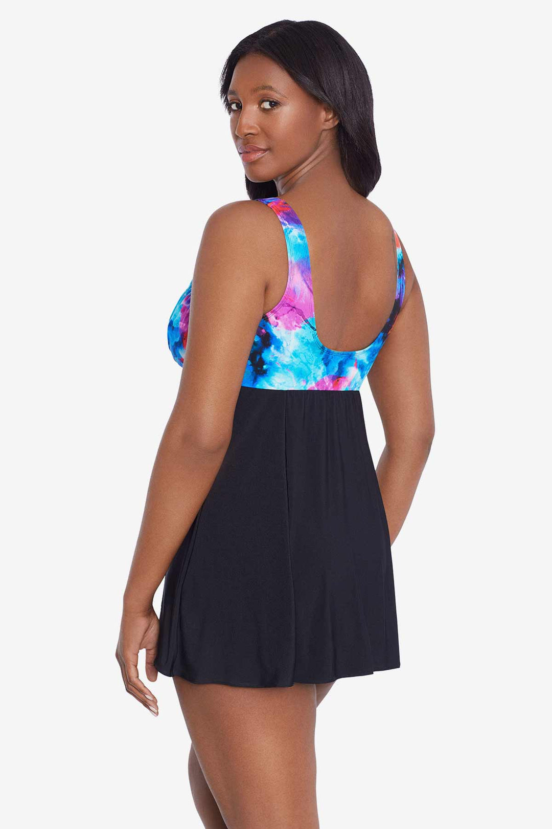 LONGITUDE- Crossover Draped Long Torso Swim Dress