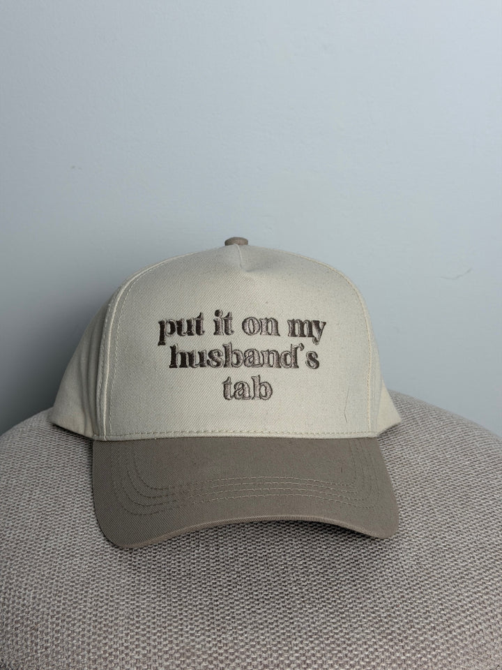 PUT IT ON MY HUSBAND'S TAB EMBROIDERY CANVAS CAP