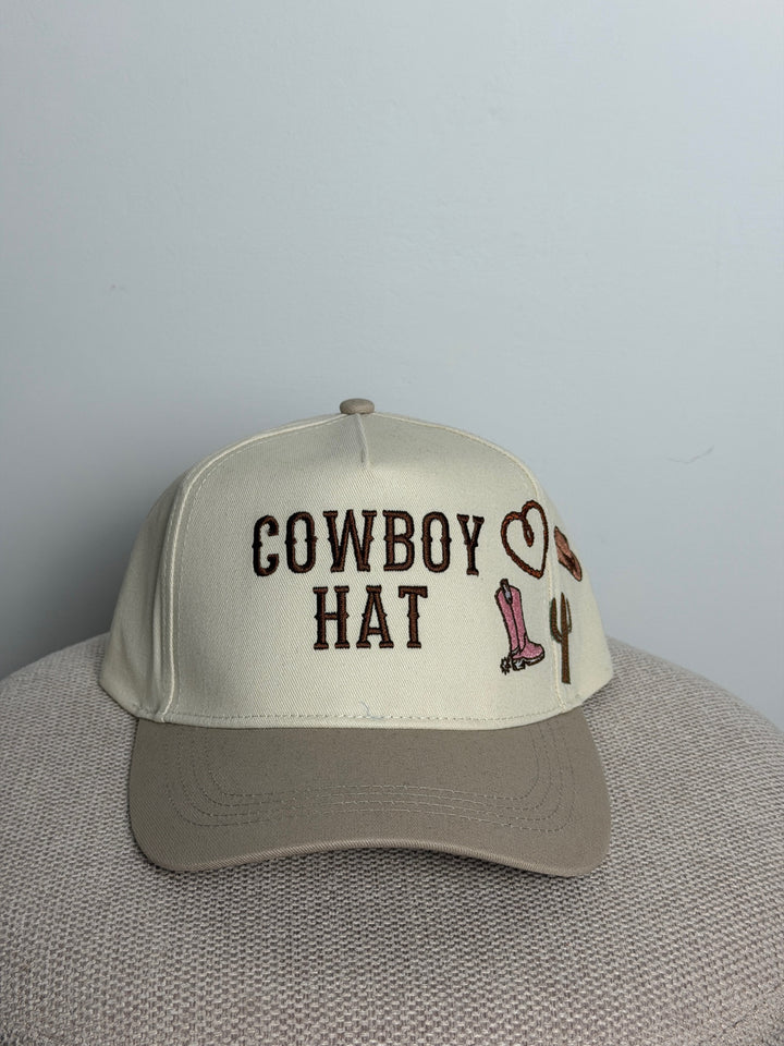 COWBOY HAT CACTUS HEART EMBROIDERY TRUCKER HAT