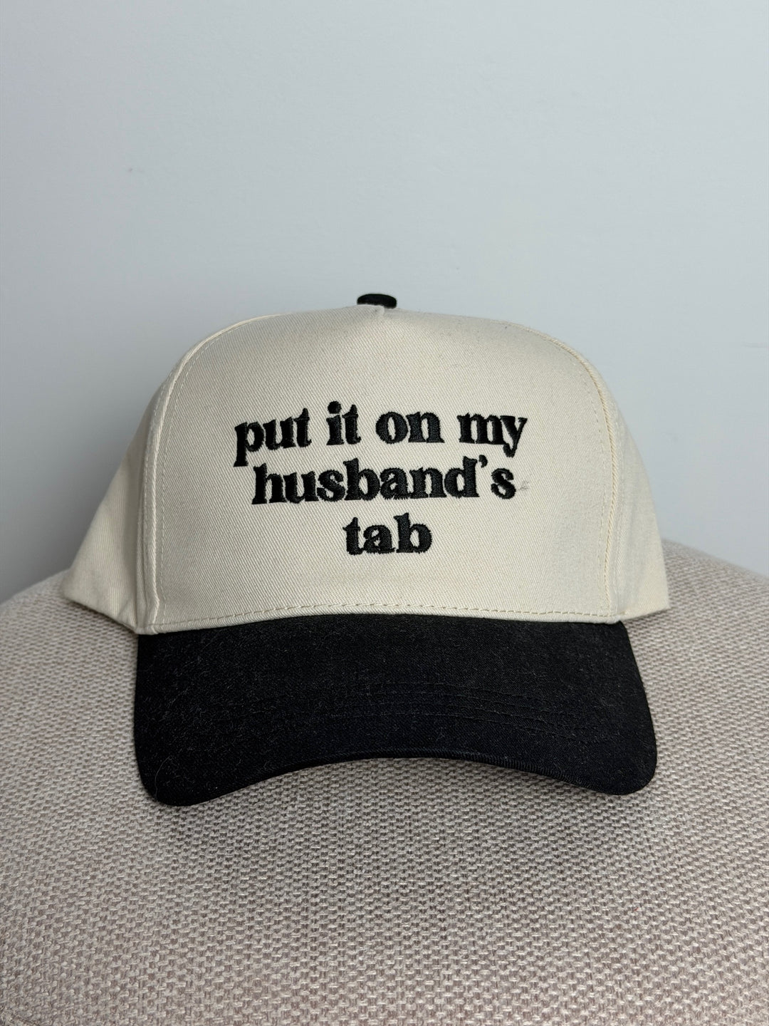 PUT IT ON MY HUSBAND'S TAB EMBROIDERY CANVAS CAP