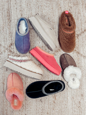 Flat lay of Fall UGG Footwear, Bigley Shoes and Clothing, Bobcaygeon ON