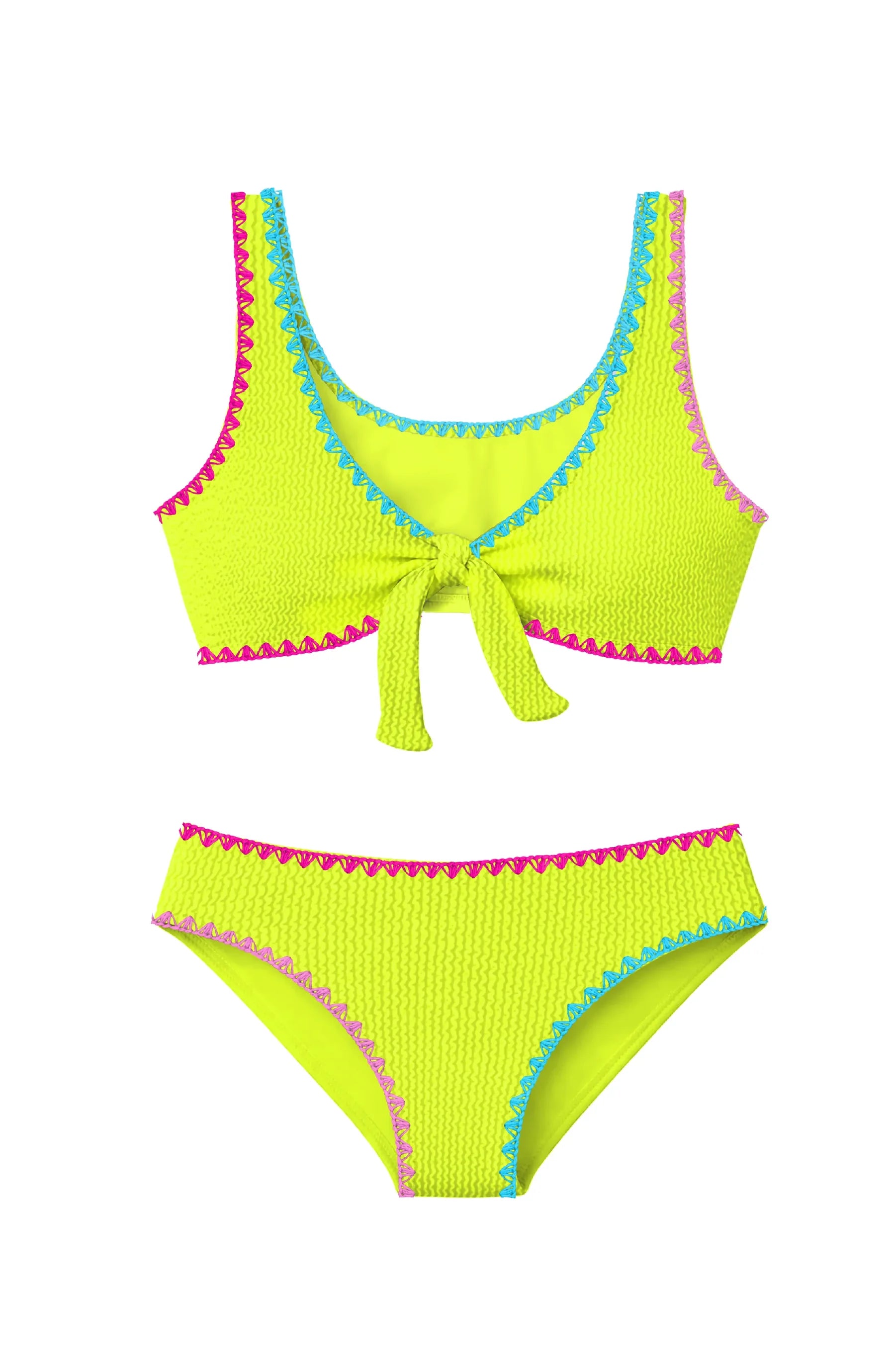 LIMEAPPLE -Izy Crinkle Tie Bikini with Embroidered Trim
