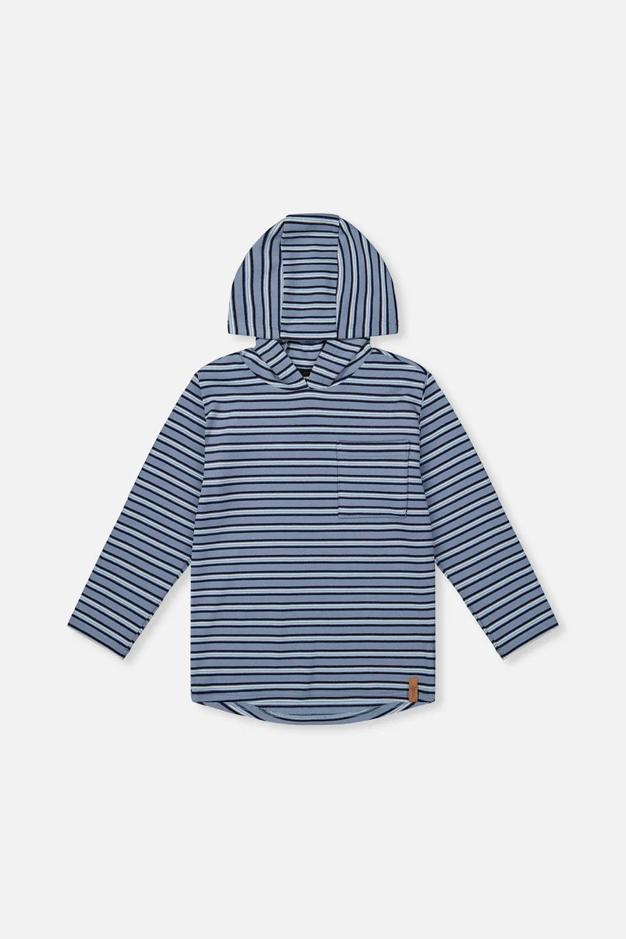 DEUX PAR DEUX - KID'S STRIPED BRUSHED JERSEY HOODED TEE