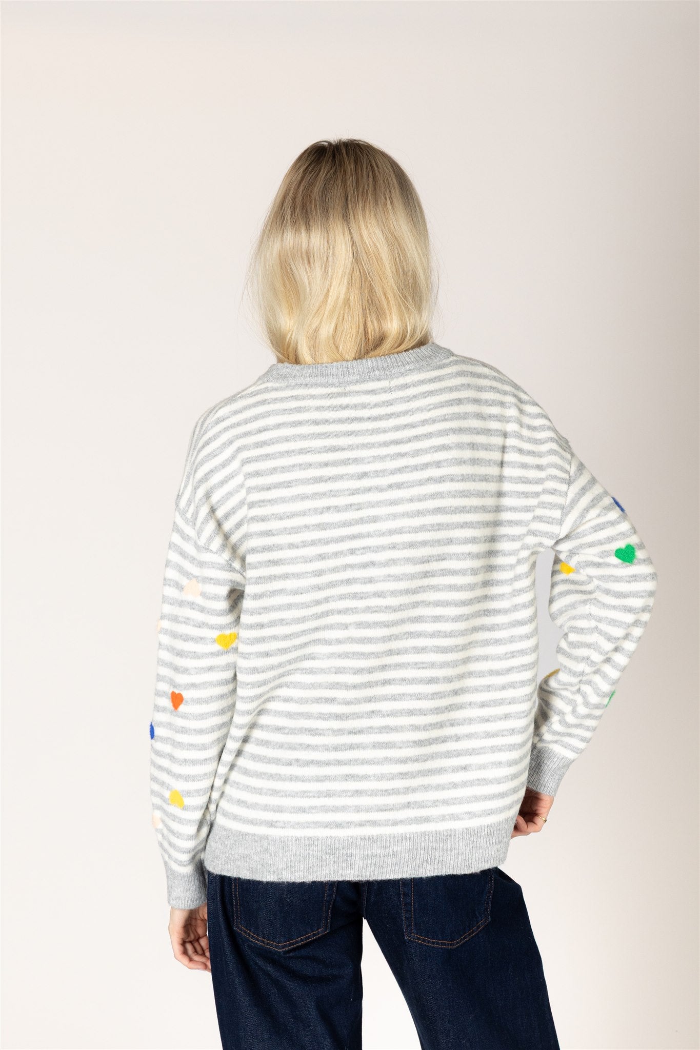 LYLA & LUXE - JAIDYN HEART STRIPE SWEATER