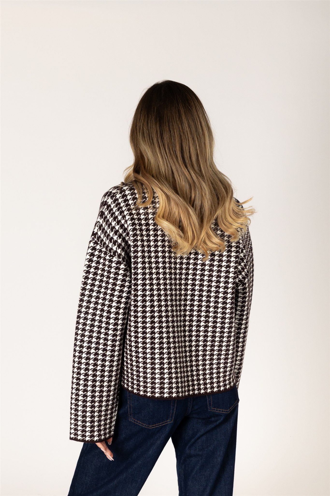 LYLA & LUXE - JONAH-C-PRT ESSENTIALS HOUNDSTOOTH SHORT COAT