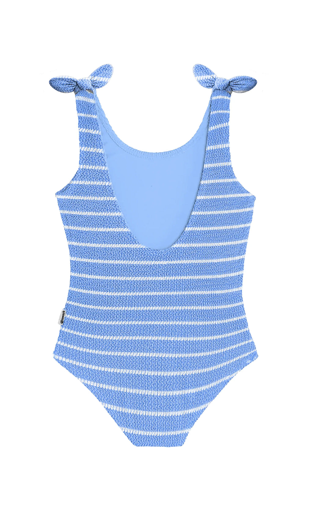 LIMEAPPLE -Kaya Crinkle Bow Tie One Piece - Blue Stripe