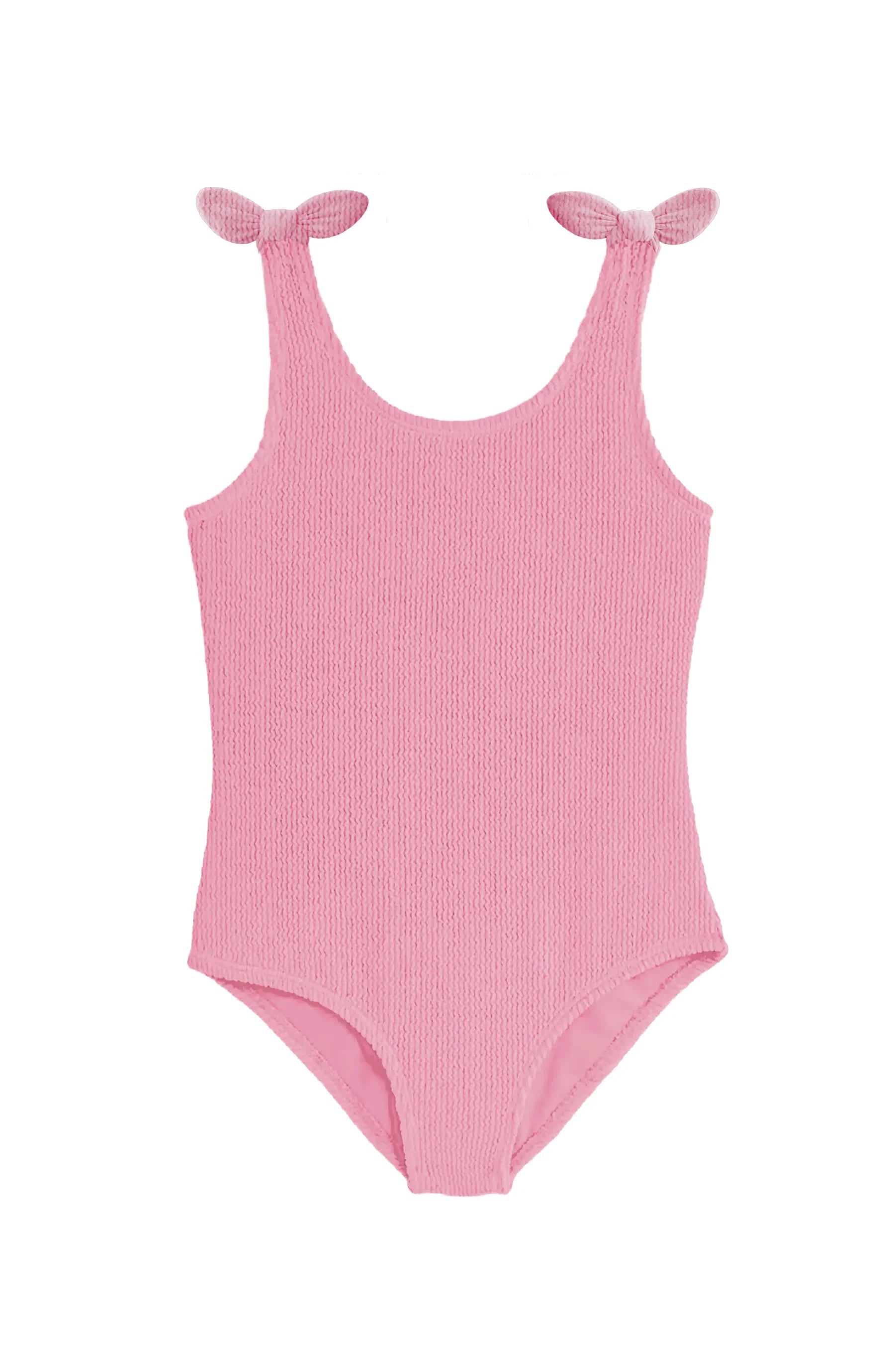 LIMEAPPLE -Kaya Crinkle Bow Tie One Piece - Candy Pink