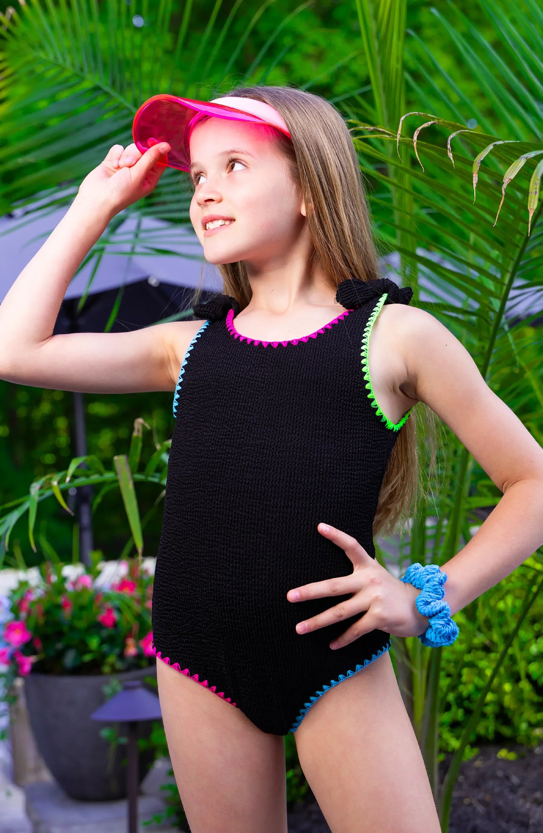 LIMEAPPLE -Kaya Crinkle Bow Tie One Piece - Embroidered