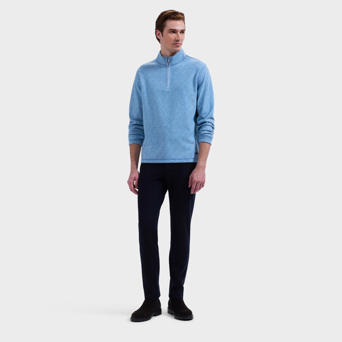 BUGATCHI - MEN'S MICRO STRIPE QUARTER-ZIP PULLOVER