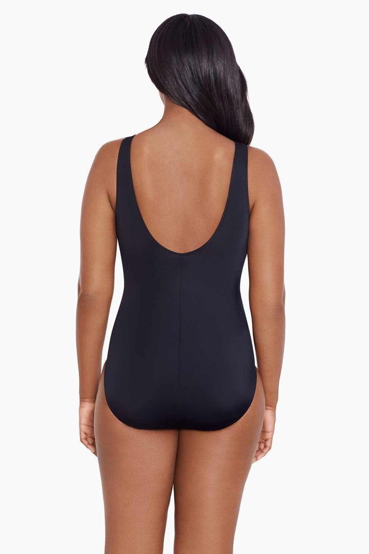 LONGITUDE- 8 Overlay Fan Tank Long Torso One Piece Swimsuit