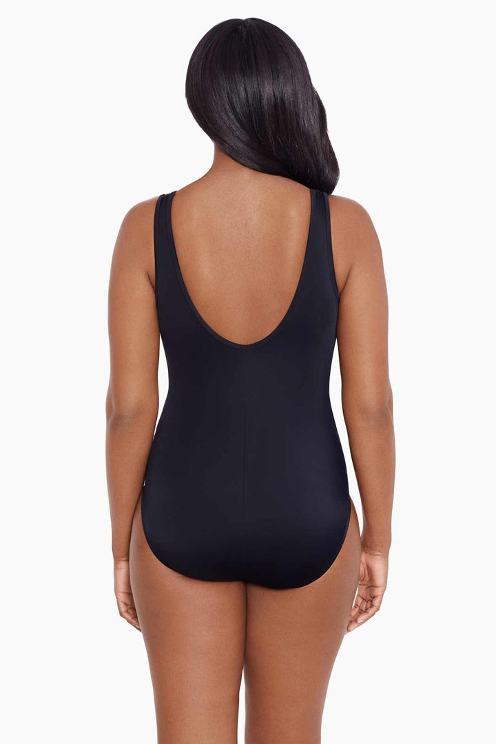 LONGITUDE- Mesh Highneck Long Torso One Piece Swimsuit