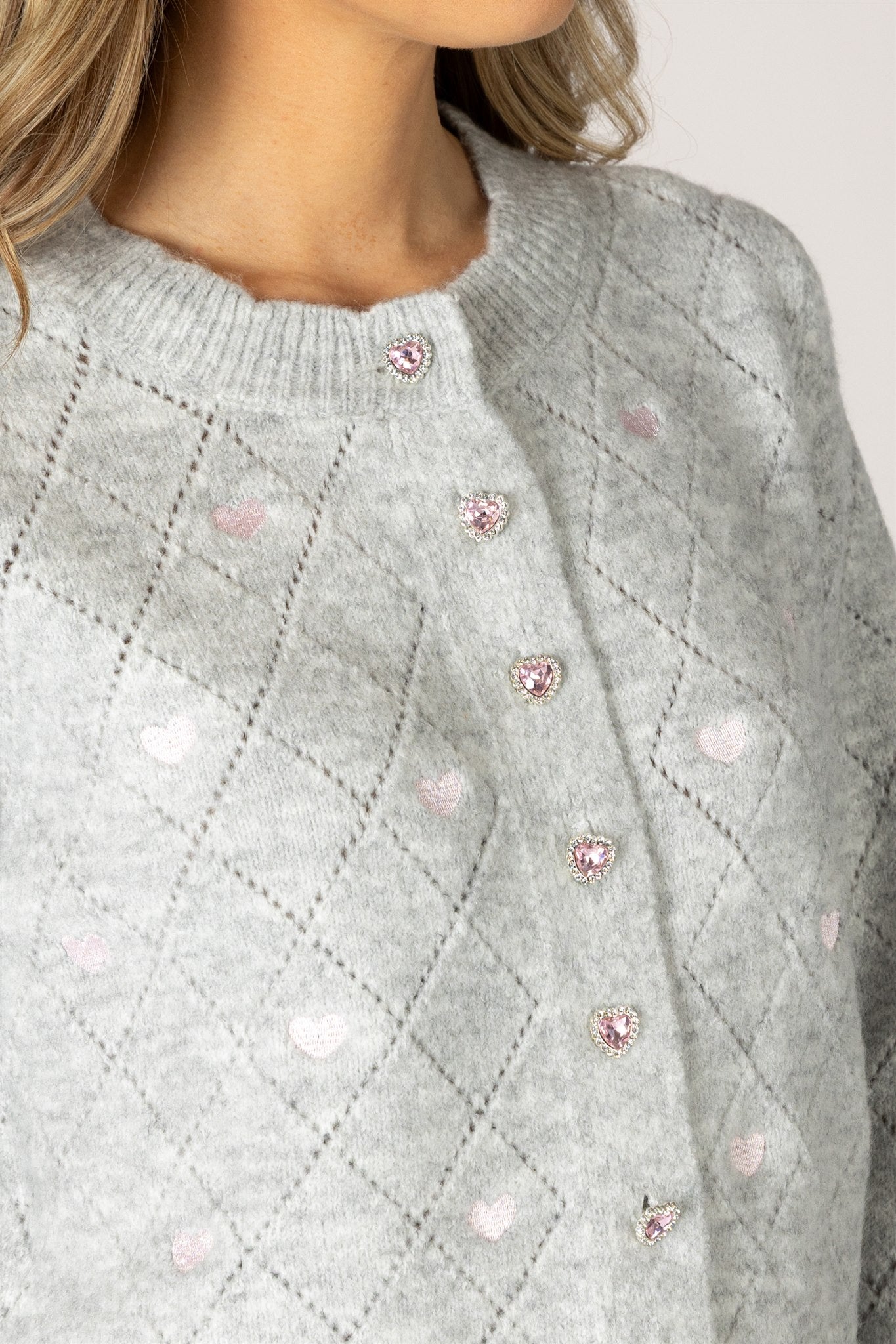 LYLA & LUXE - LACEYHEART NOVELTY CRYSTAL HEART CARDI