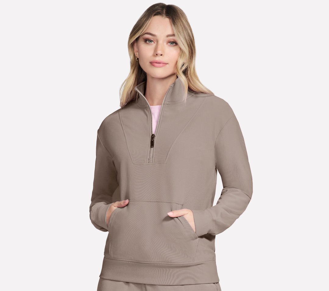 SKECHERS-WOMEN'S GO LUXE RIB 1/4 ZIP JACKET