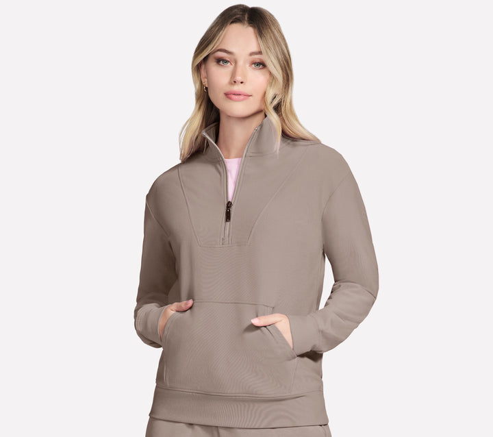 SKECHERS-WOMEN'S GO LUXE RIB 1/4 ZIP JACKET