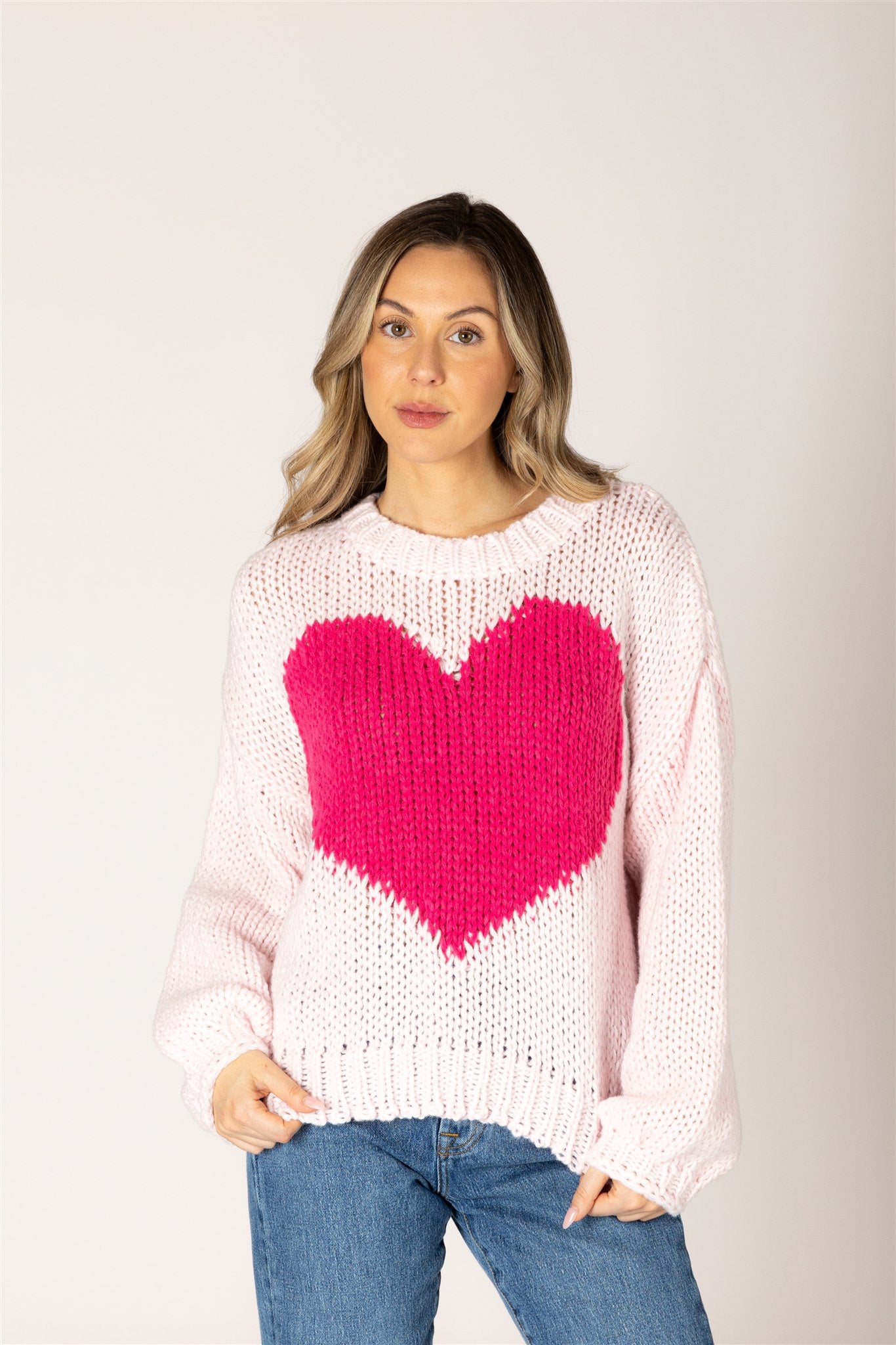 LYLA & LUXE - LUCY HAND KNIT HEART SWEATER