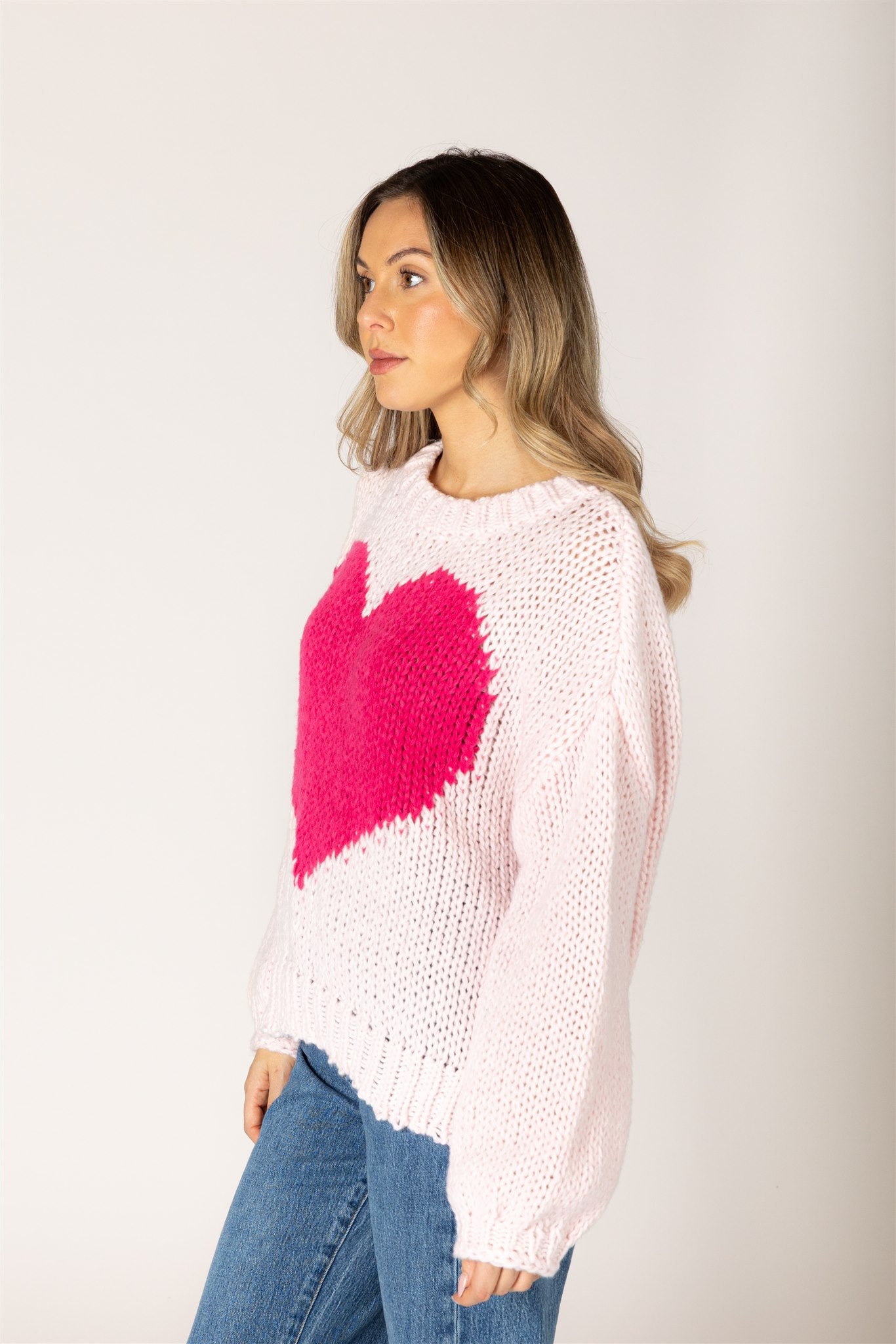 LYLA & LUXE - LUCY HAND KNIT HEART SWEATER