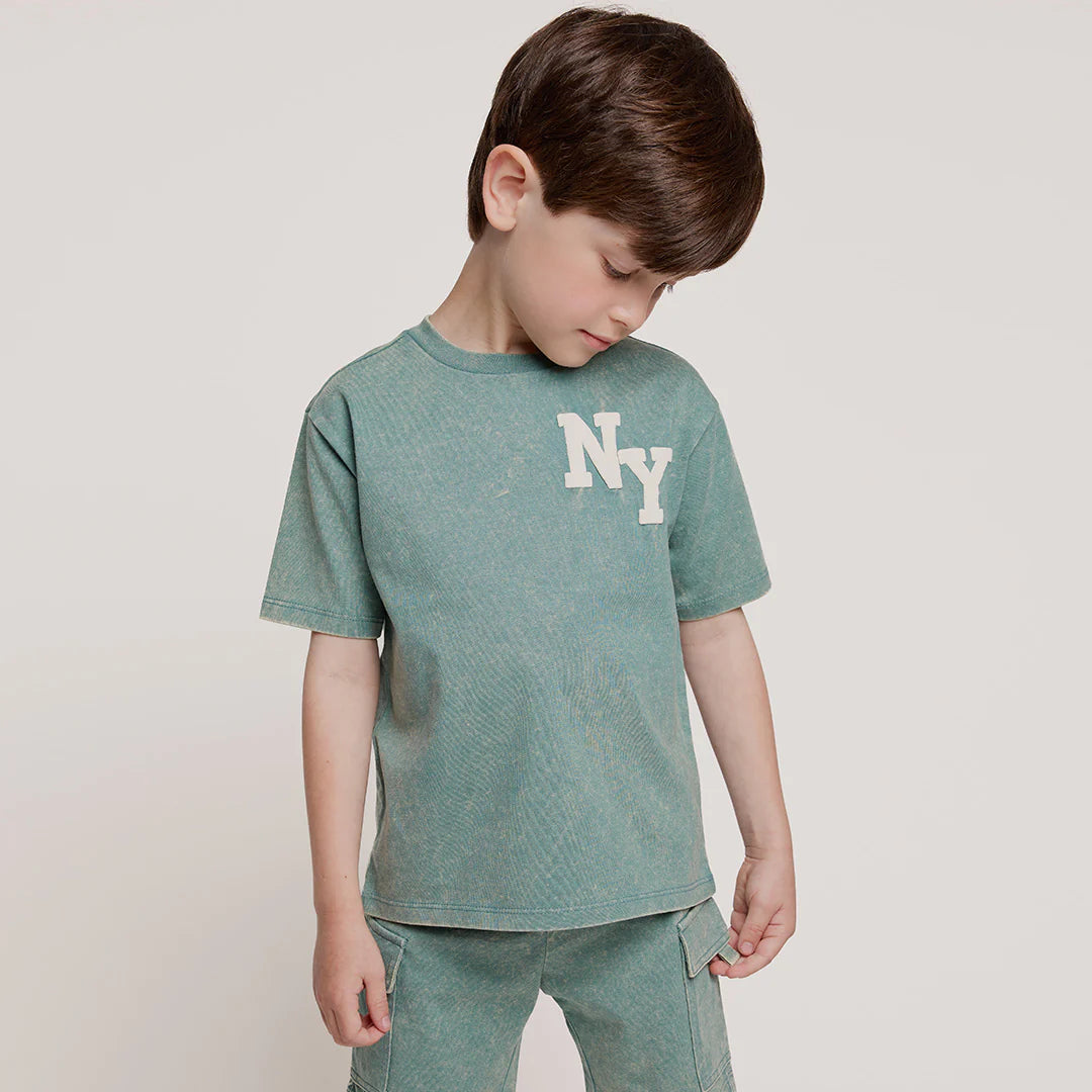 MILES THE LABEL - BOY S/S T-SHIRT KNIT-TEAL 26SMW03T04-K