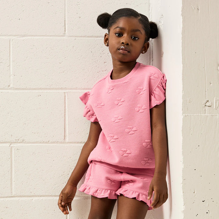 MILES THE LABEL - GIRL S/S TOP KNIT-PINK DK. 26RMW02T04-Y