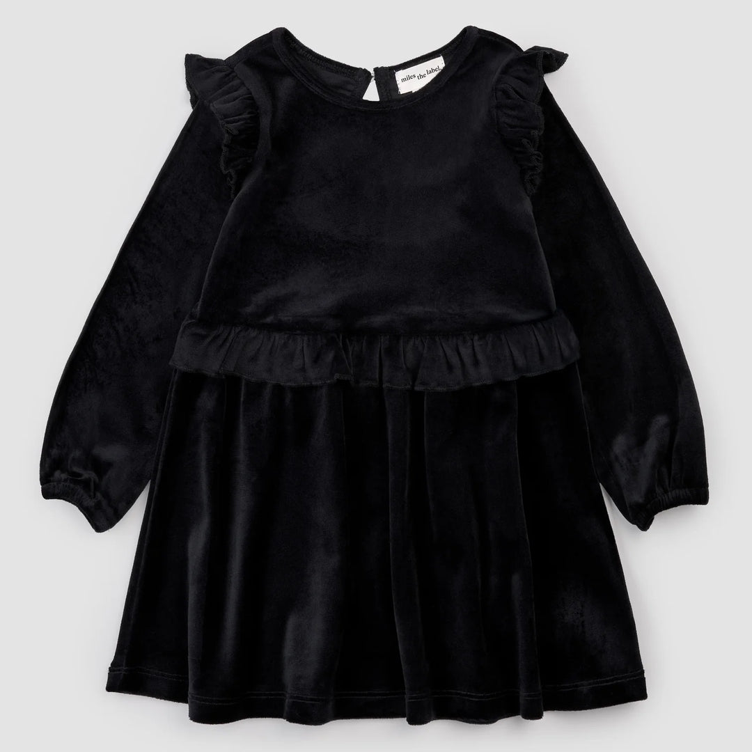 MILES THE LABEL - KIDS' BLACK VELOUR DRESS