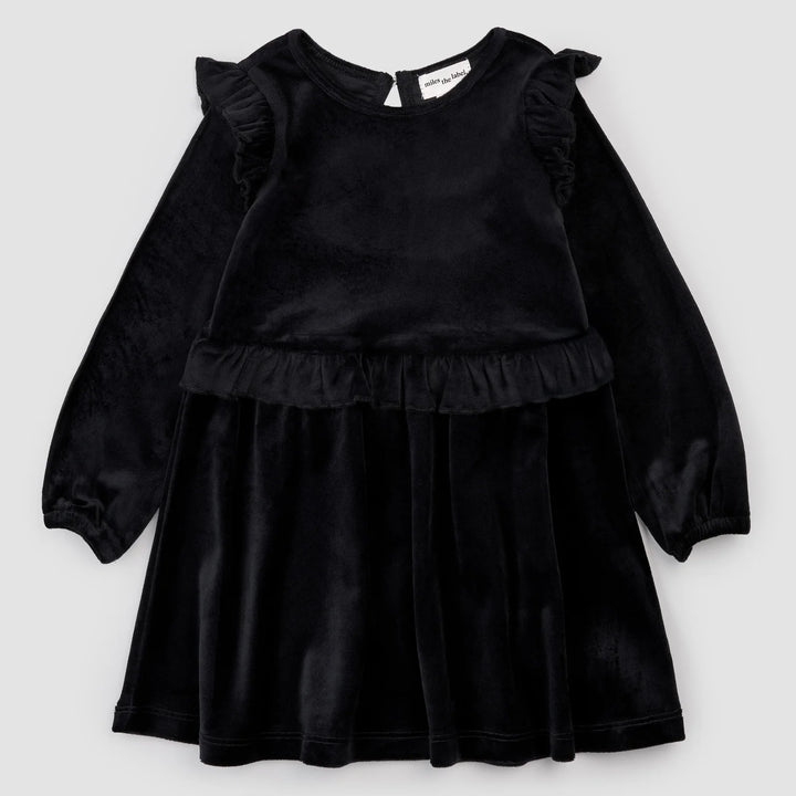 MILES THE LABEL - KIDS' BLACK VELOUR DRESS (2Y TO 10Y)