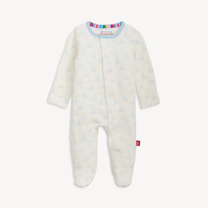 MAGNETIC ME - TINY TIDES BL ORG COT MAGNETIC FOOTIE