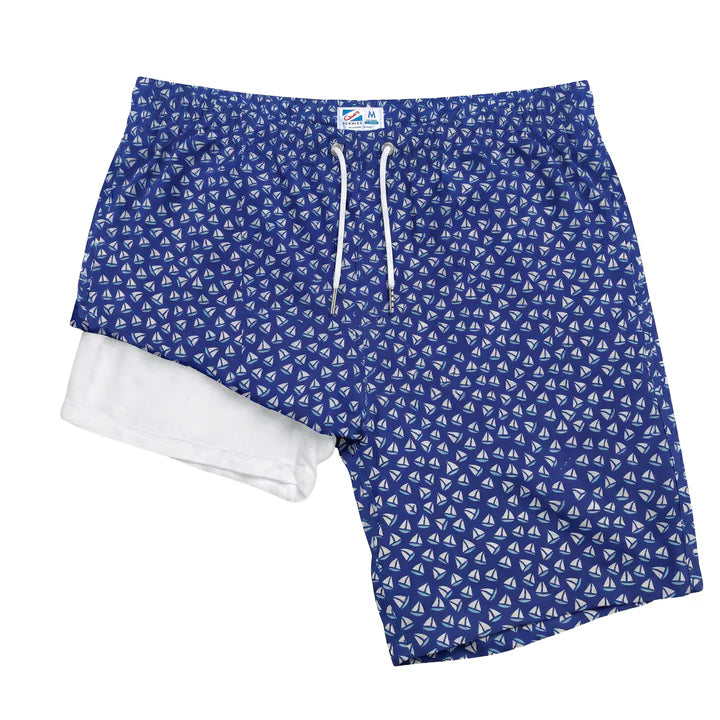 BERMIES - MEN'S NAVY BOAT LONG SWIM SHORT
