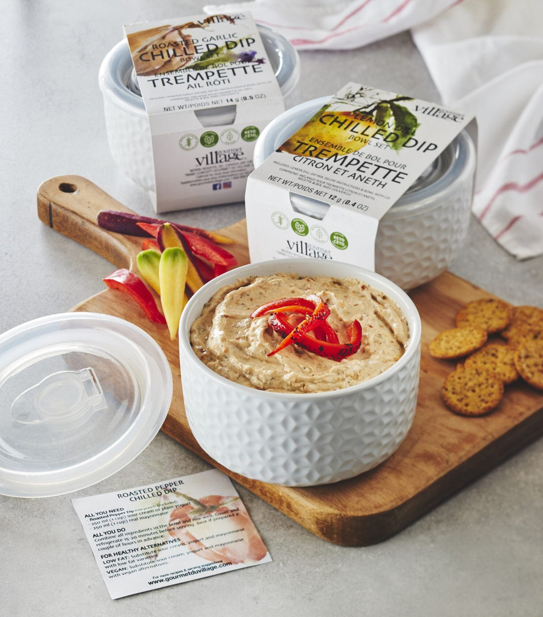 GOURMET DU VILLAGE- BOWL WITH ROASTED PEPPER DIP BOWL SET