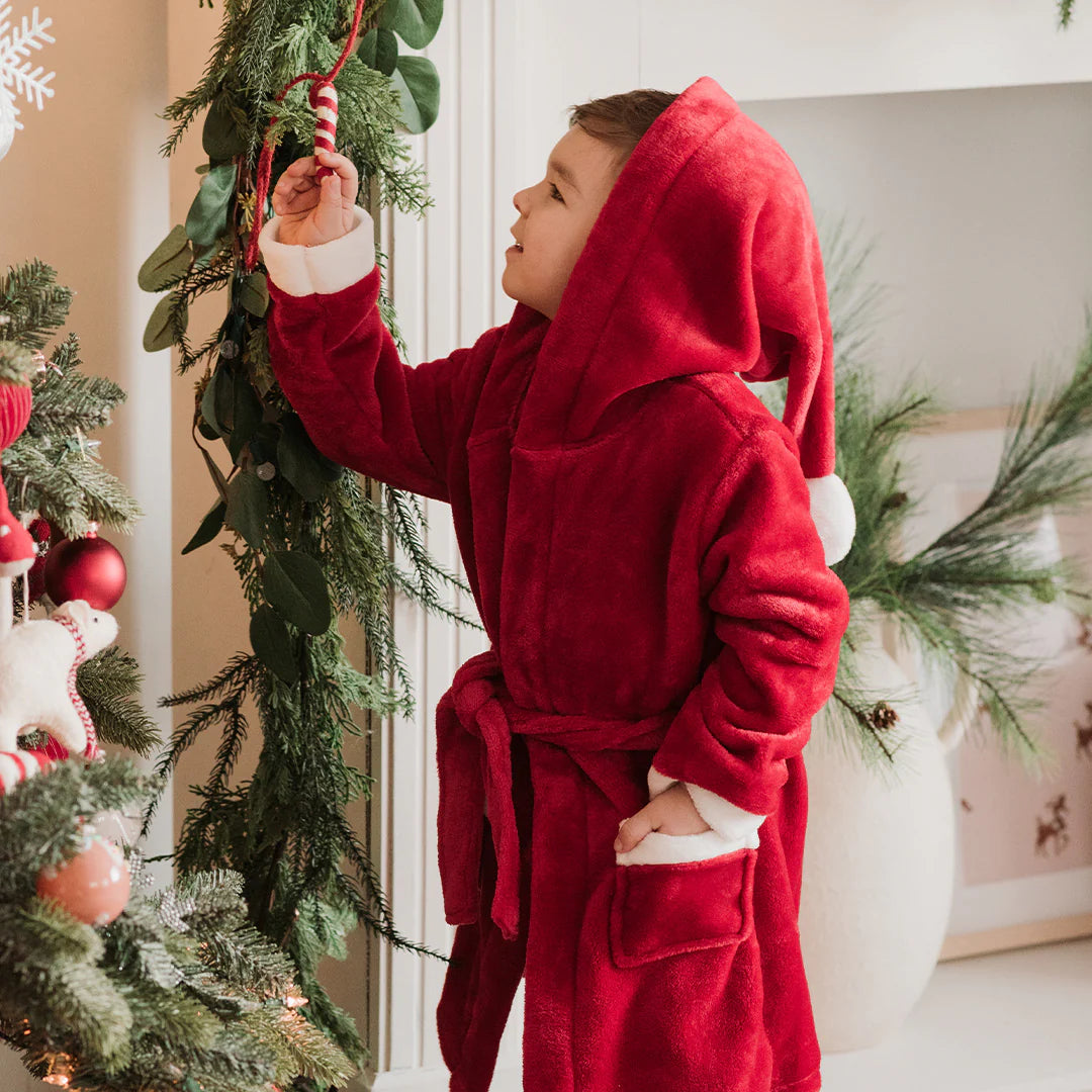 PETIT LEM - Scarlet Holiday Plush Hooded Robe