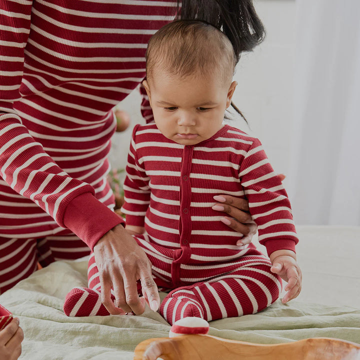PETIT LEM - Scarlet Red Striped Thermal Sleeper